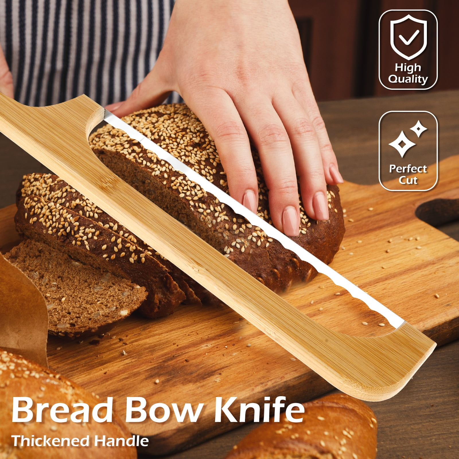 CIVG Bread Slicer Serrated Bread Knife Easy Grip Handle for Sourdough - Mountain Lakes Mall