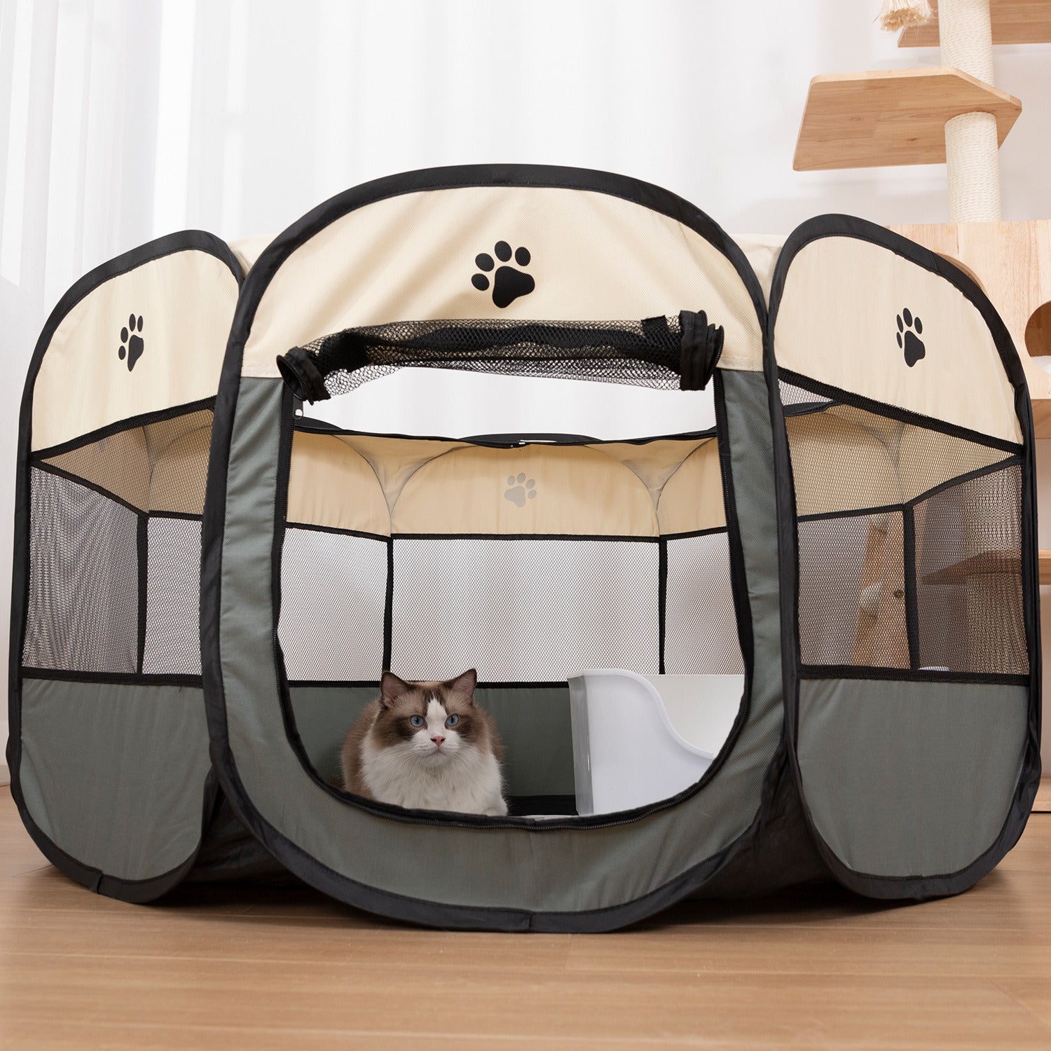 Large 44.9x 44.9x 22.8  Portable Foldable Pet Playpen Kennel House Playground for Puppy Cat Kittens Bunny Chicks Indoor Outdoor Travel Camping - Mountain Lakes Mall