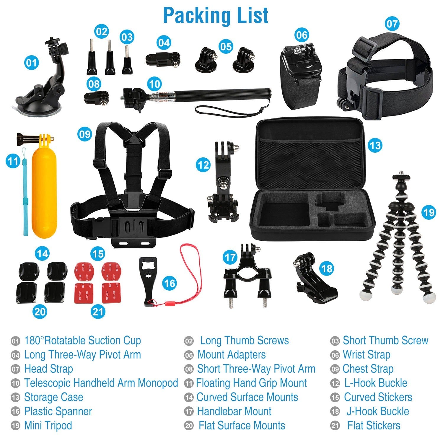 26 In 1 Camera Accessories Kit Fit For GoPro Hero 5/4/3+/3/2/1 Camera - Mountain Lakes Mall