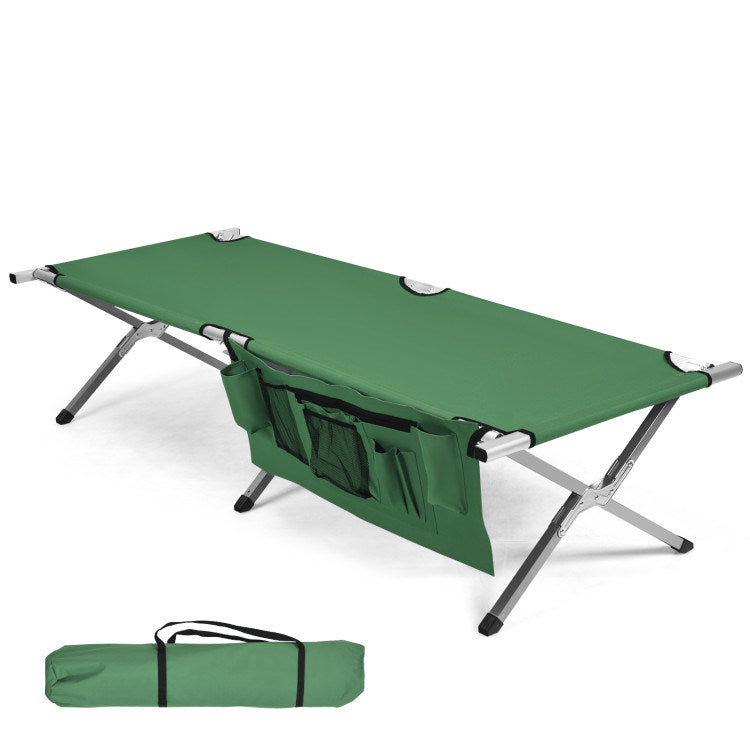 Folding Portable Camping Cot with Carrying Bag and Side Pockets - Mountain Lakes Mall