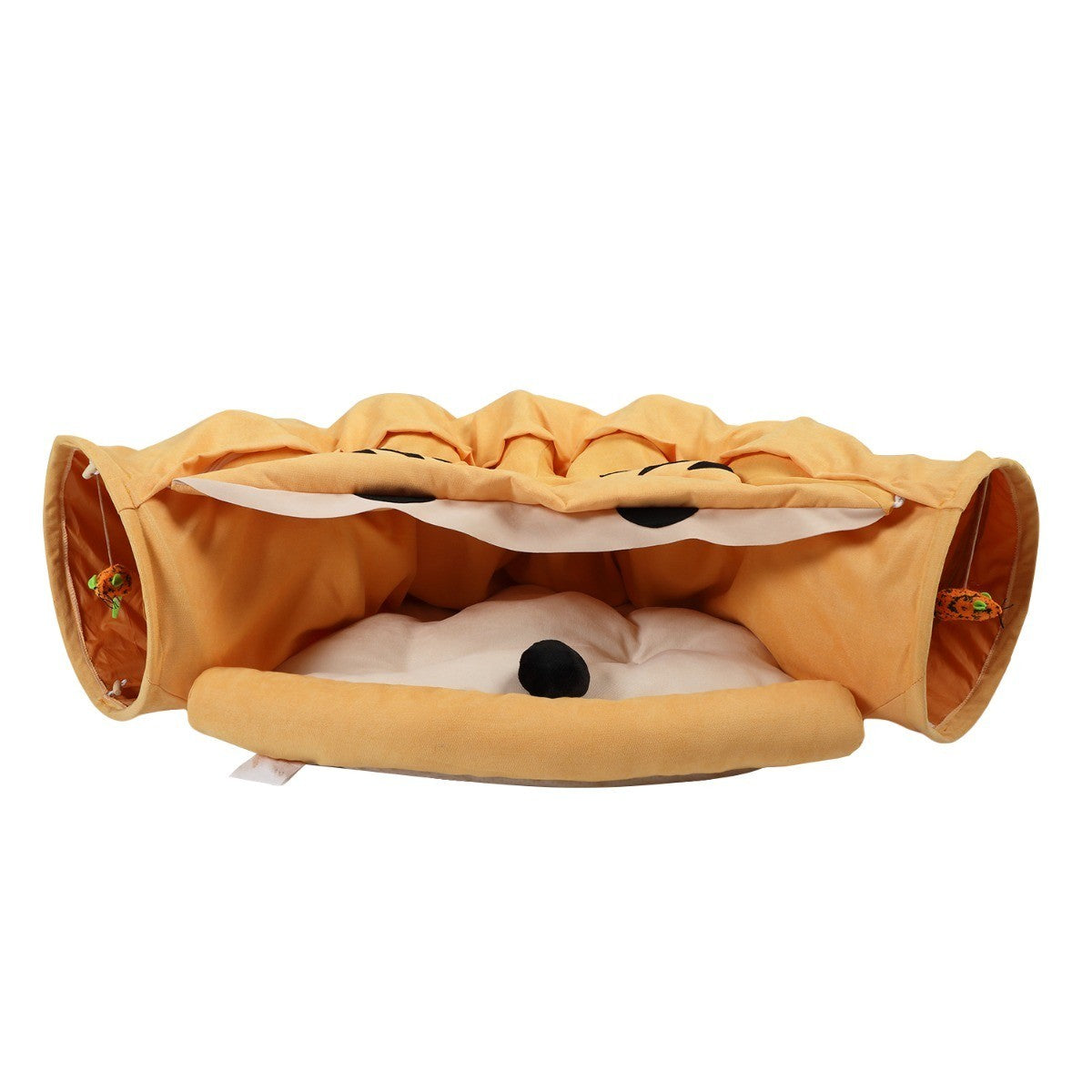 Collapsible Cat Tunnel Bed;  Hide Tunnel for Indoor Cats with Hanging Toys and Cushion Mat;  XH - Mountain Lakes Mall