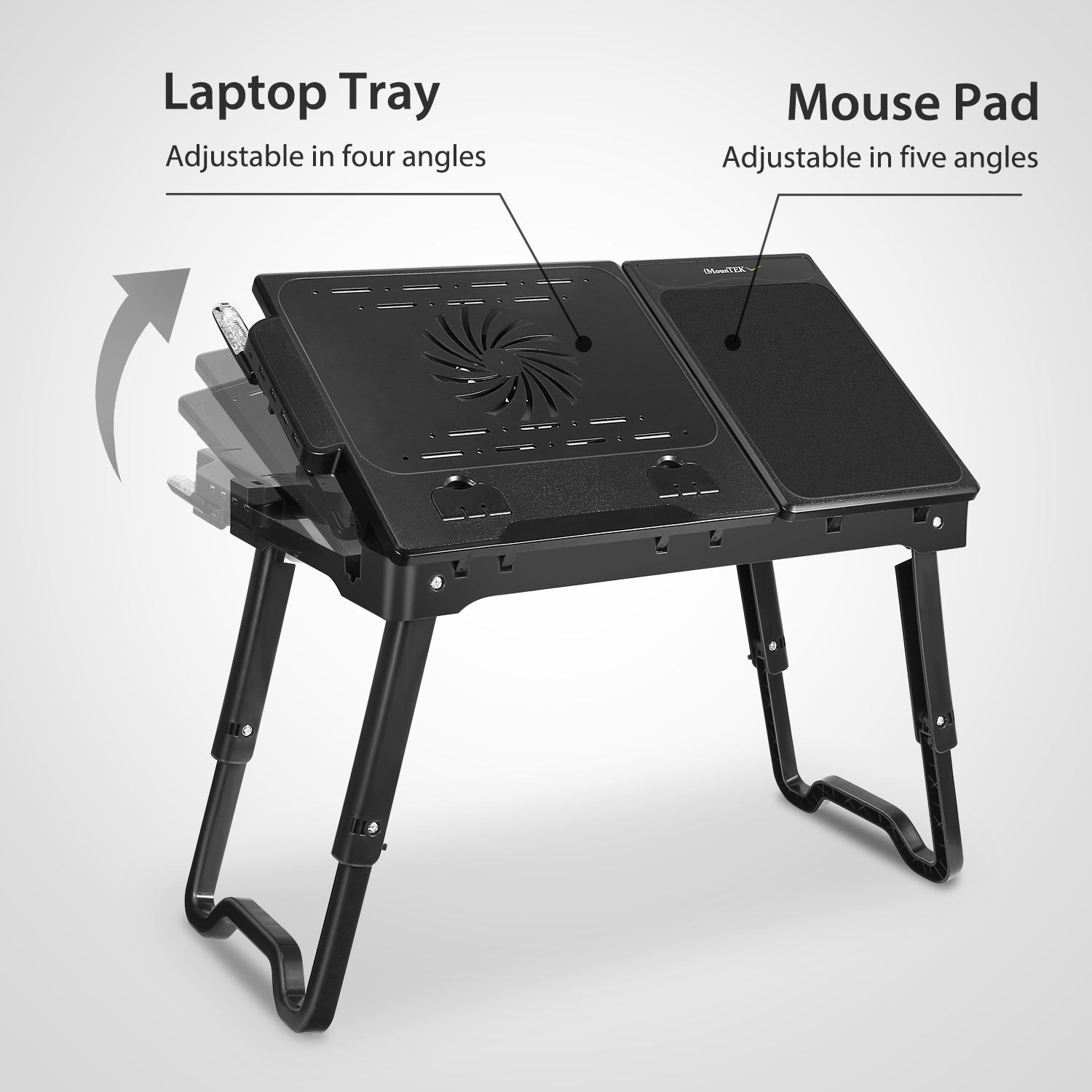 Foldable Laptop Table Bed Notebook Desk with Cooling Fan Mouse Board LED light 4 xUSB Ports Breakfast Snacking Tray - Mountain Lakes Mall