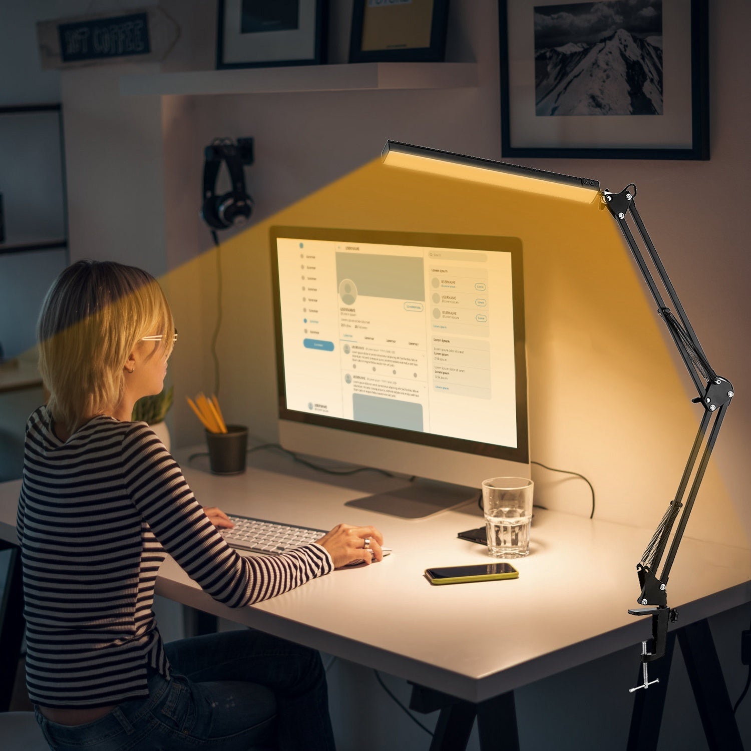 LED Reading Desk Lamp with Clamp Adjustable Swing Arm - Mountain Lakes Mall