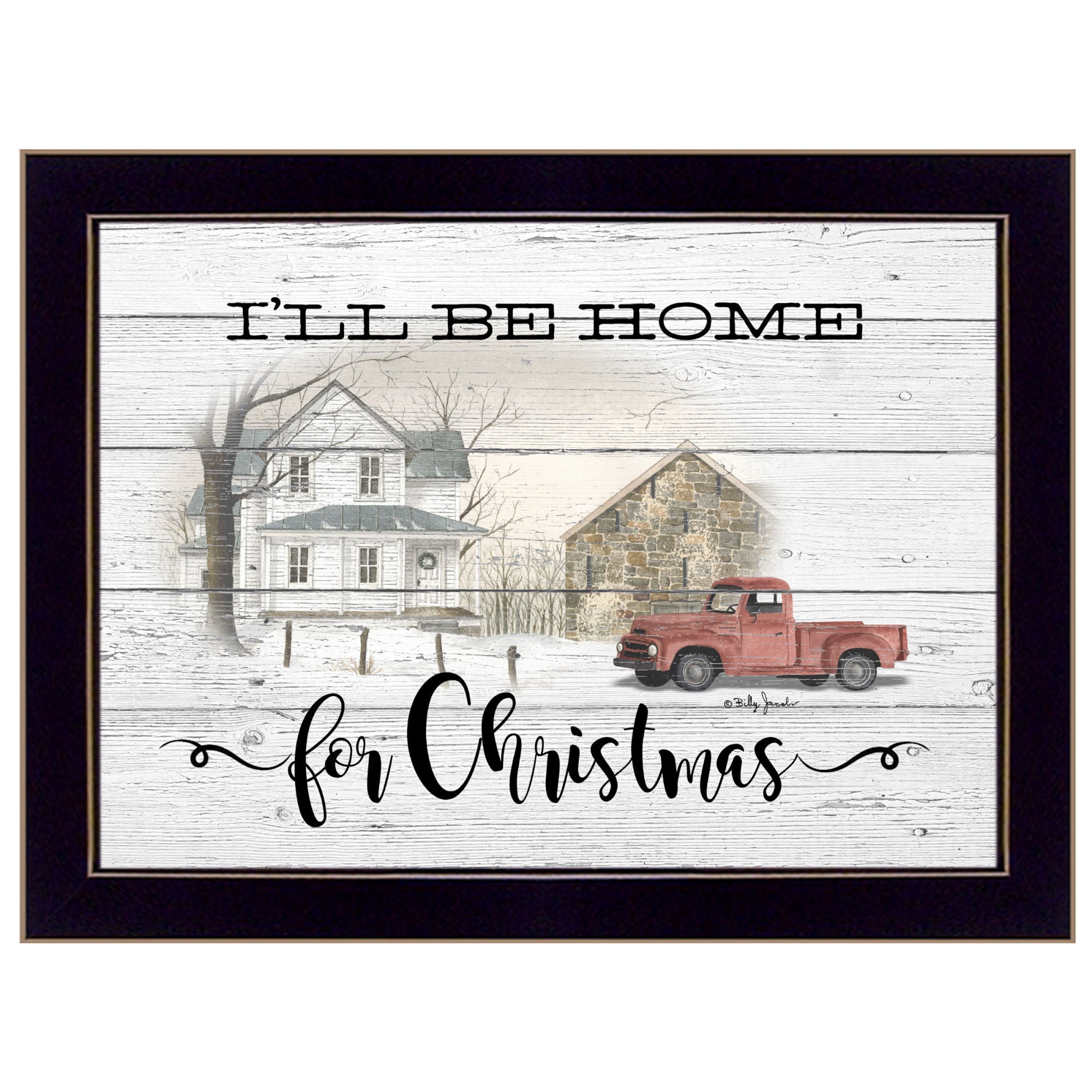 "I'll be home for Christmas" By Billy Jacobs, Ready to Hang Framed Print, Black Frame - Mountain Lakes Mall