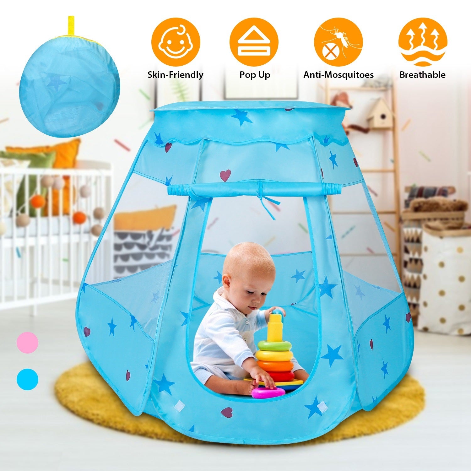 Kids Pop Up Game Tent Prince Princess Toddler Play Tent Indoor Outdoor Castle - Mountain Lakes Mall