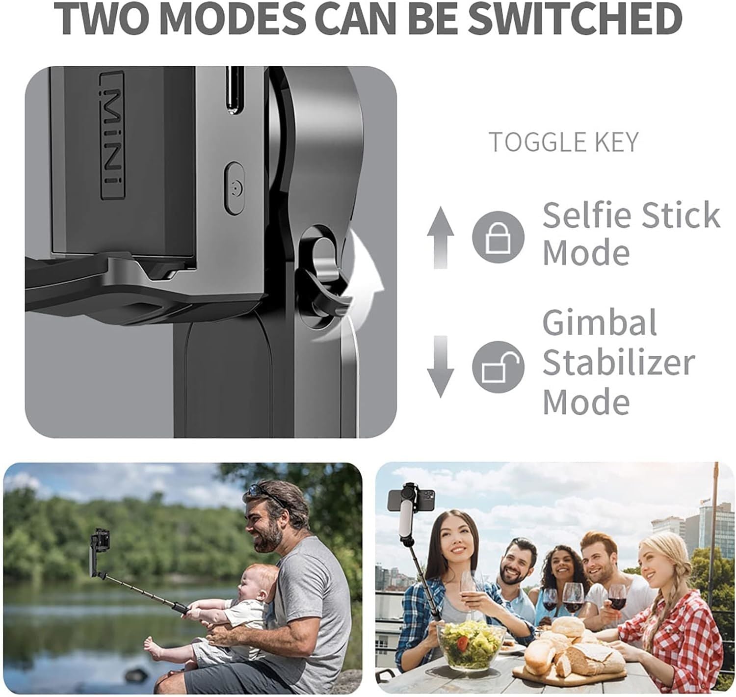 Selfie Stick Gimbal Stabilizer,  360° Rotation Tripod with Wireless Remote, Portable Phone Holder, Auto Balance 1-Axis Gimbal for Smartphones Tiktok Vlog Youtuber Live Video Record - Mountain Lakes Mall