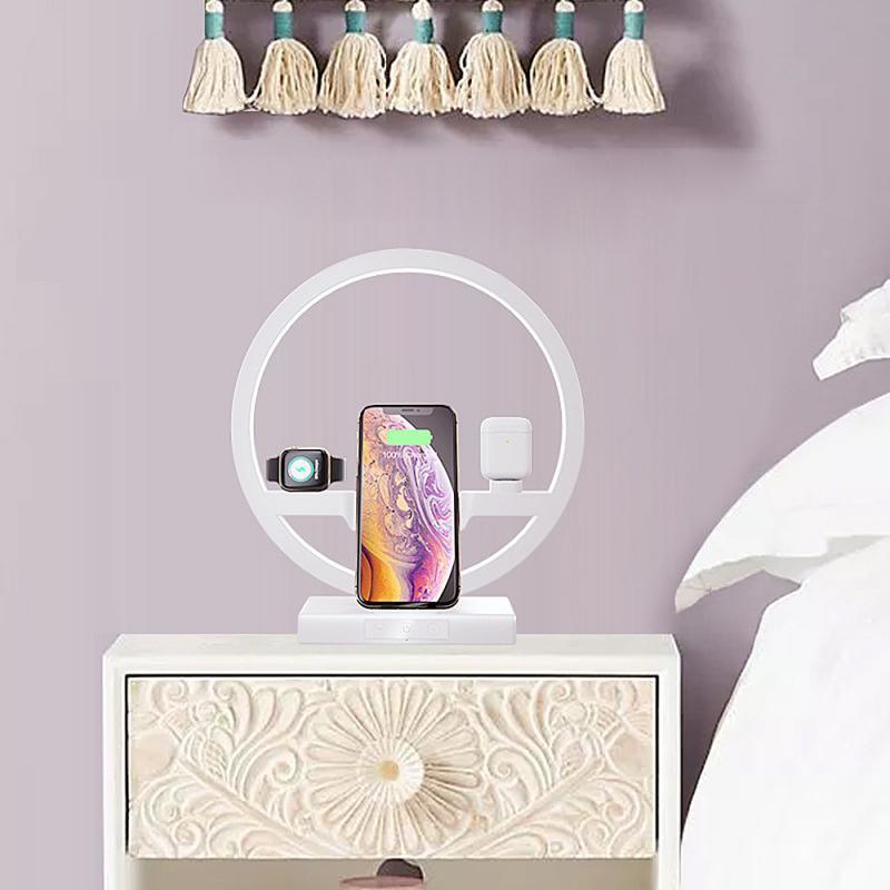 3 in 1 Wireless Charger Applicable For Mobile Phone Watch Headset Table Lamp Charging Bracket Hotselling - Mountain Lakes Mall