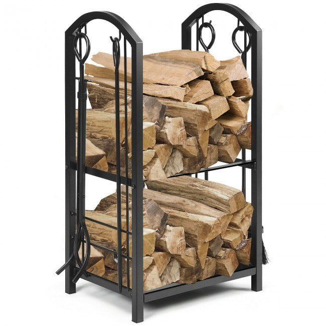 Fireplace Log Rack with 4 Pieces Fireplace Tools - Mountain Lakes Mall