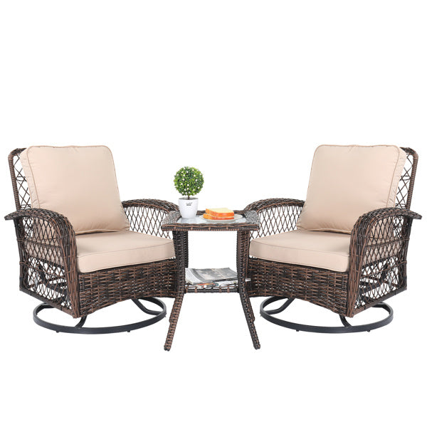 3 Pieces Patio Furniture Set, Outdoor Swivel Gliders Rocker - Mountain Lakes Mall