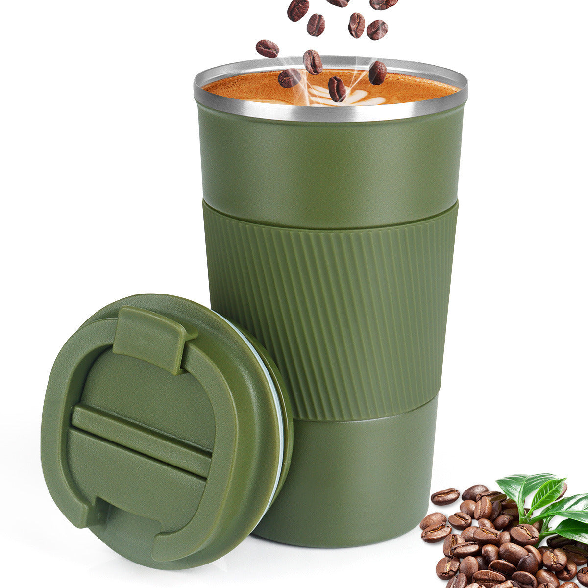 1pc; Stainless Steel Vacuum Insulated Tumbler; Coffee Travel Mug Spill Proof With Lid; Thermos Cup For Keep Hot/Ice Coffee; Tea And Beer - Mountain Lakes Mall