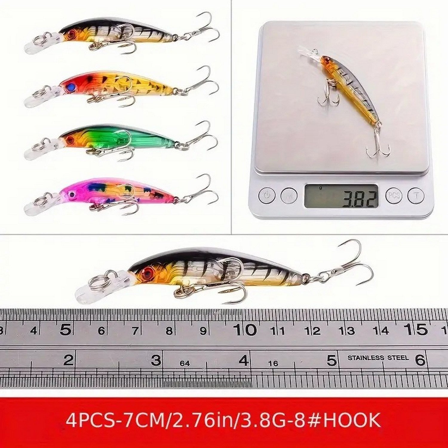 56pcs Premium Minnow Fishing Lures Kit - Hard Bait Plastic Tackle Crank Baits for Freshwater and Saltwater Fishing - Mountain Lakes Mall