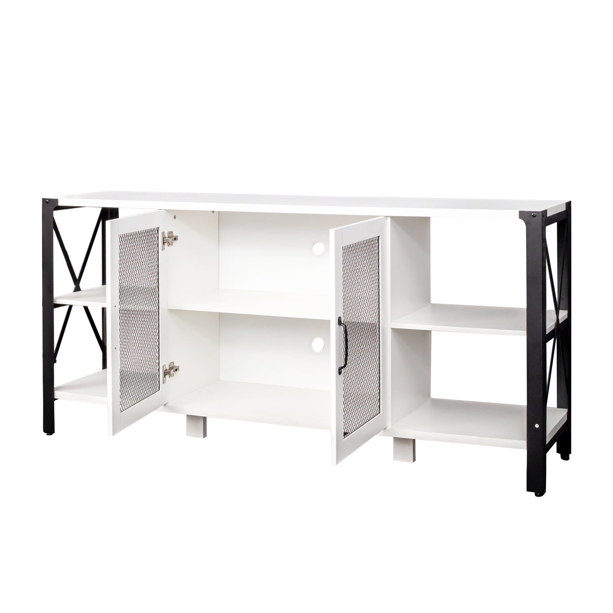 TV Stands for Living Room, Industrial TV Stand for Bedroom Furniture, Farmhouse TV Stand 80 Inch Television Stand , Modern Horizontal Wood and Metal Open Bookshelf - Mountain Lakes Mall