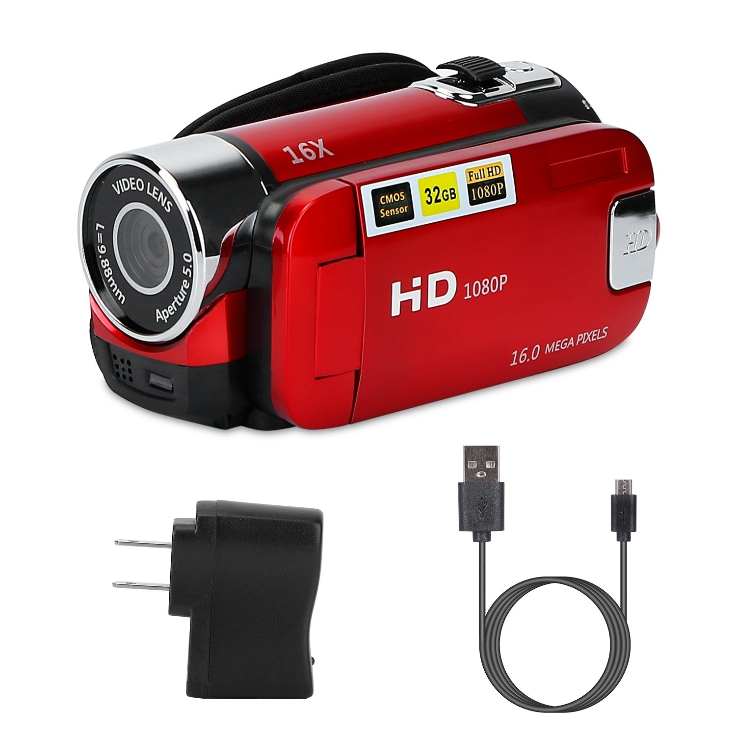 HD 1080P Digital Video Camcorder 2.7in 16X Zoom DV Camera 270° Rotation Rechargeable Kid Camera w/Fill Light Selfie - Mountain Lakes Mall