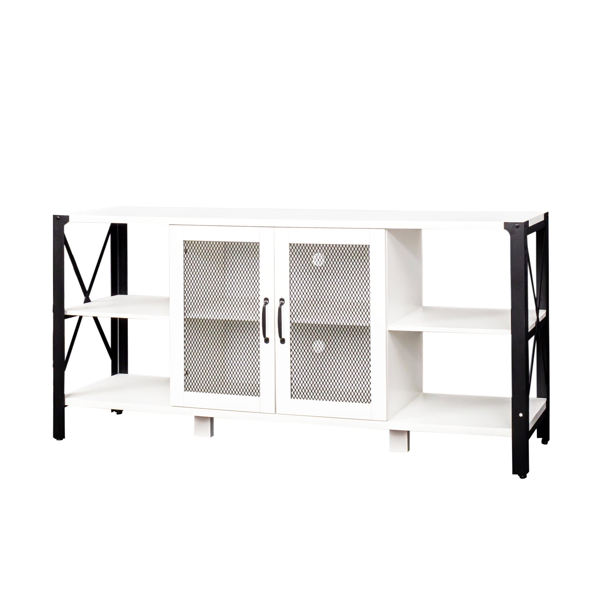 TV Stands for Living Room, Industrial TV Stand for Bedroom Furniture, Farmhouse TV Stand 80 Inch Television Stand , Modern Horizontal Wood and Metal Open Bookshelf - Mountain Lakes Mall