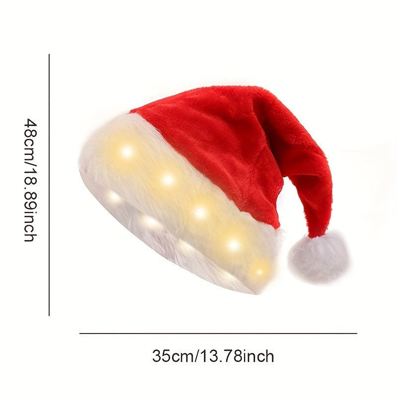 Christmas Novelty Funny Santa Hat With 20 Blinking Colors, Changing Light Up LED Lights, Soft Plush Faux Fur Hat