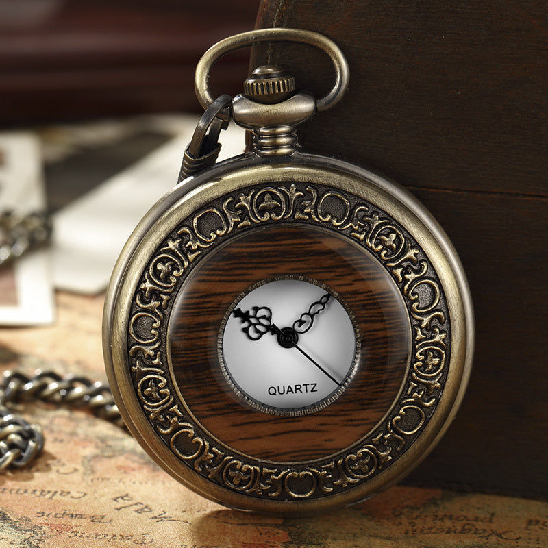 Solid Wood Mechanical Pocket Watch FOB Chain Locket - Mountain Lakes Mall