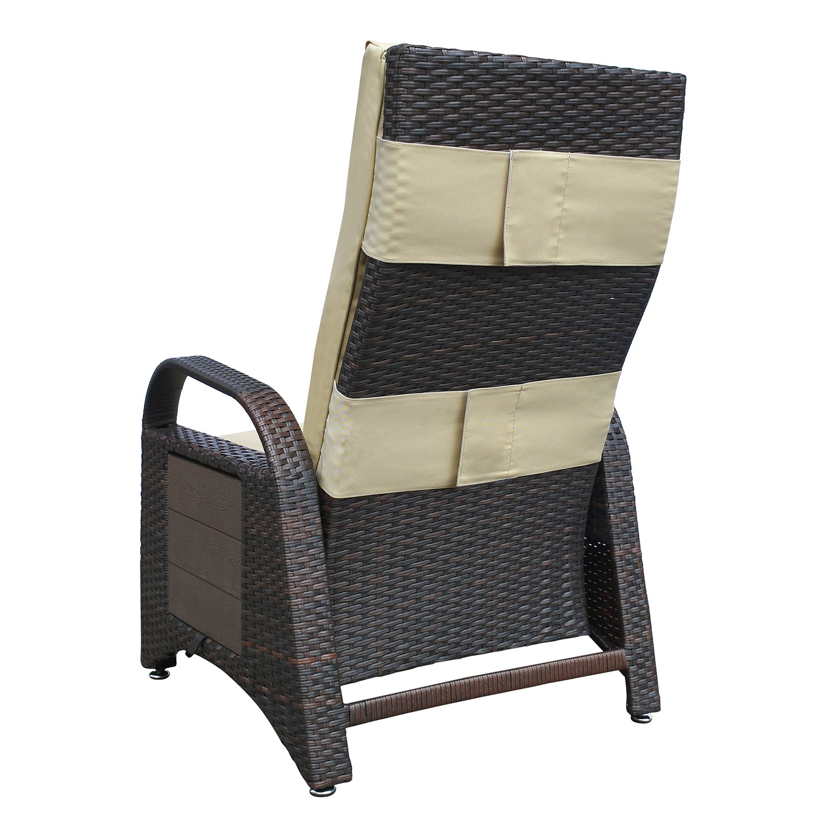 Outdoor Adjustable Wicker Recliner with Flip Table - Mountain Lakes Mall