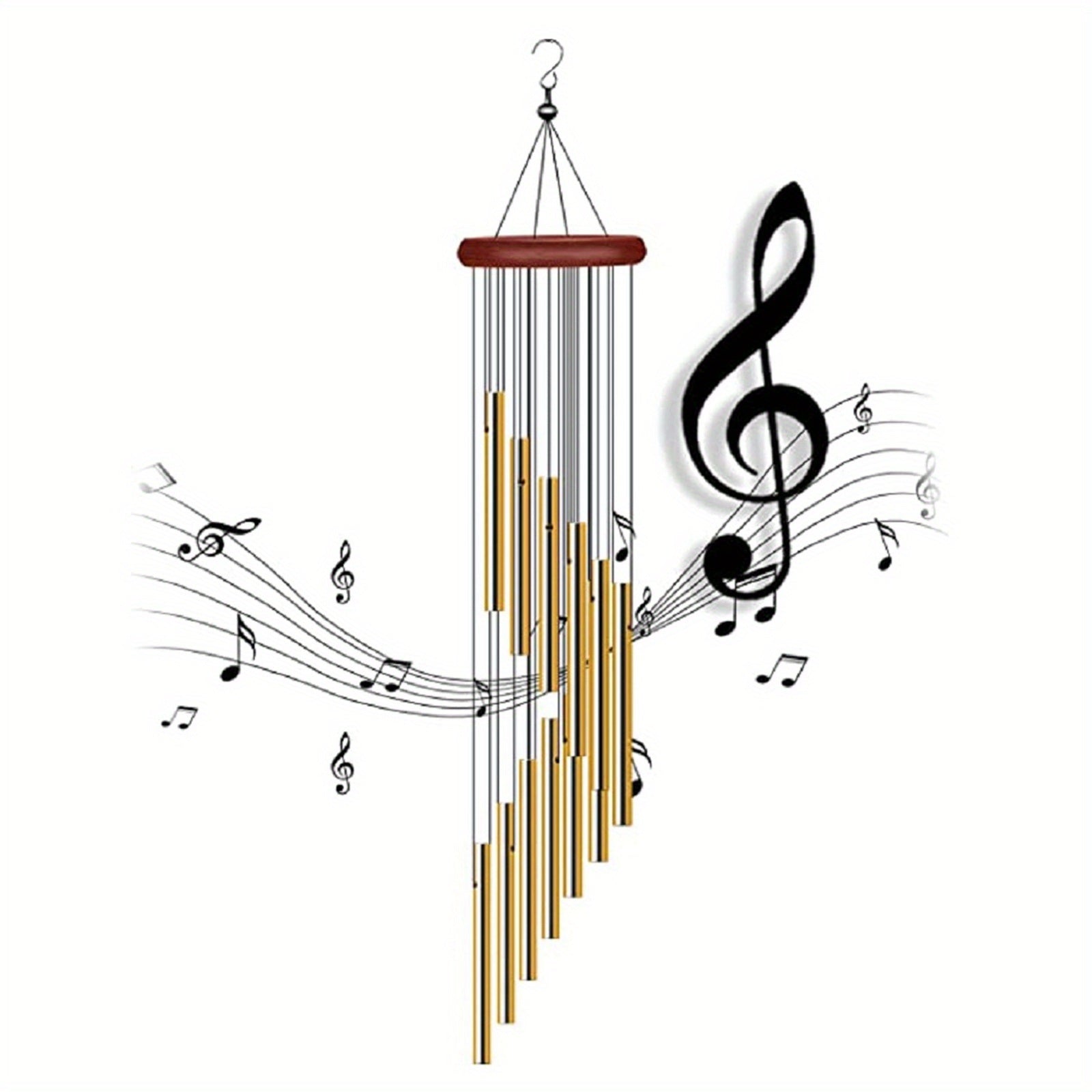 1pc, 21.6 Inches Golden Vintage Wind Chime - Mountain Lakes Mall