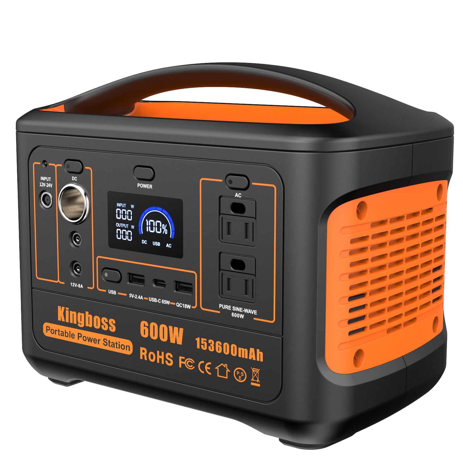 Portable Power Station 568Wh/600W Wireless Charger 15W PD Output 65W Type-C/QC 3.0/AC Outlets - Mountain Lakes Mall