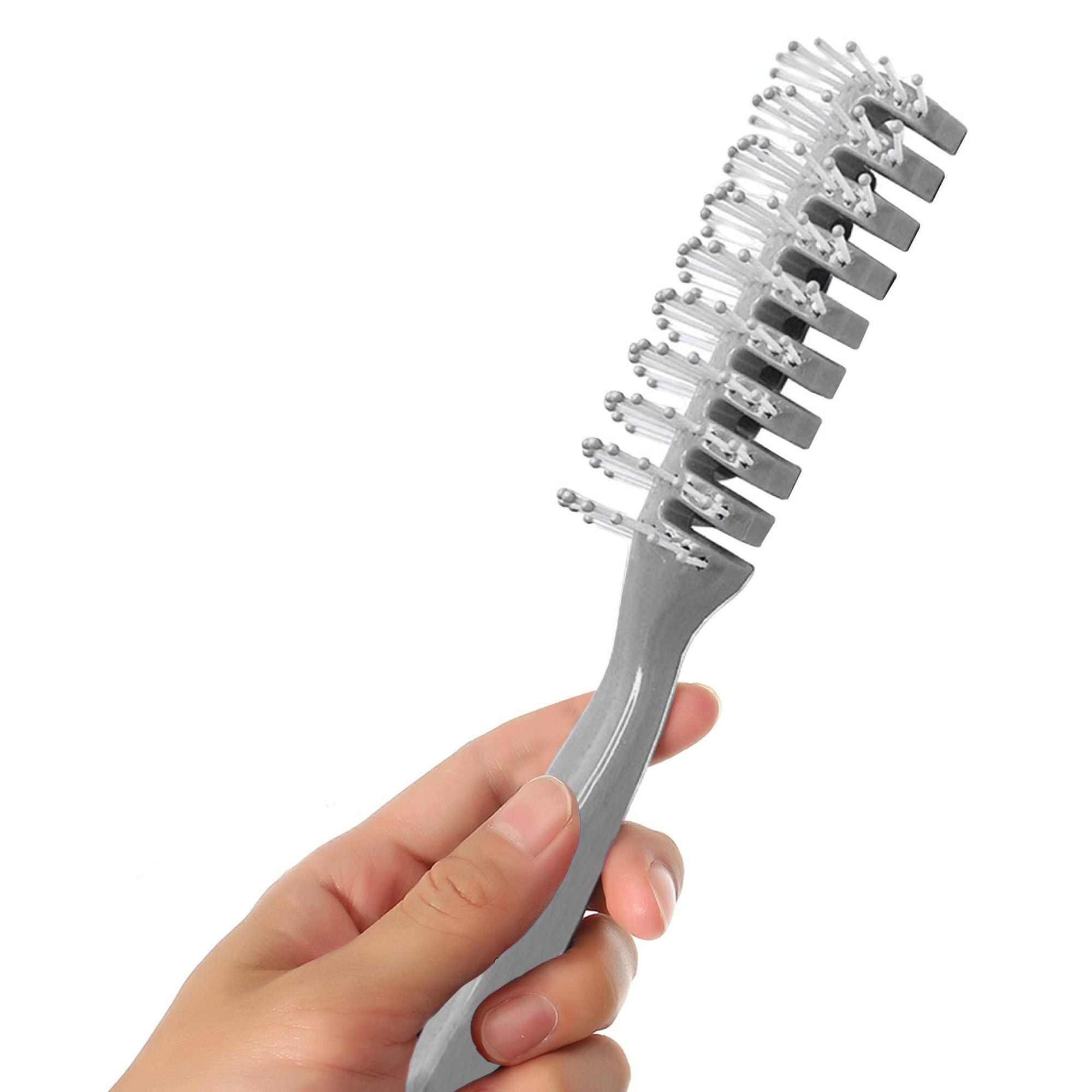 Gray Vent Hair Brush Pack of 12 Vented Detangling Brush for All Hair Types Curly Hair Detangler Brush with Plastic Bristles - Mountain Lakes Mall