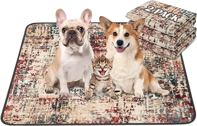 Qeils Washable Pee Pads for Dogs, 2 Pack Reusable Puppy Pads 18"x24" Super Absorbent Leakproof Dog Training Pads, Non-Slip Potty Pads for Floor, Crate,Couch, Whelping Pads Litter Mat Puppy Supplies - Mountain Lakes Mall