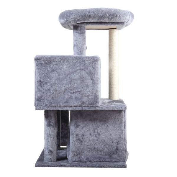 Double-layer cat Tree with cat house and ladder - light gray XH - Mountain Lakes Mall