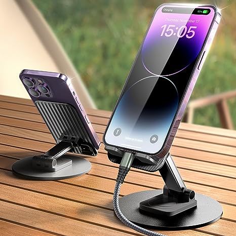 Foldable Cell Phone Stand, C4 Portable Aluminum Phone Holder, Adjustable Phone Dock Cradle Compatible With IPhone 14,13,12,11 Pro Max, Samsung Galaxy, Small Tablets And Other Phones - Mountain Lakes Mall