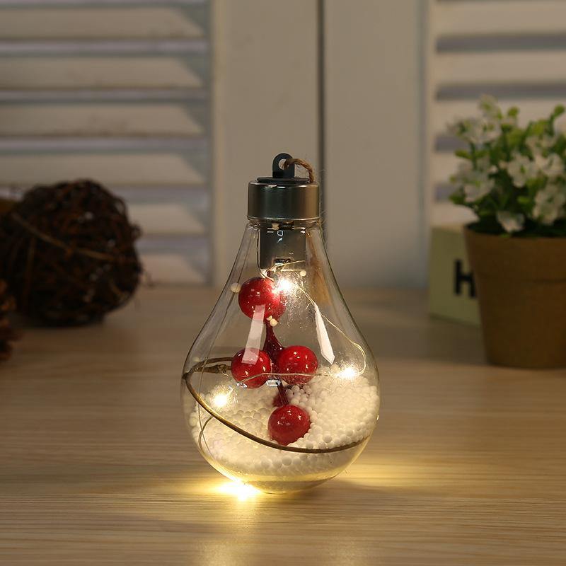 New Christmas decorations simulation bulbs Christmas tree decorations hanging plastic ball LED transparent Christmas ball - Mountain Lakes Mall