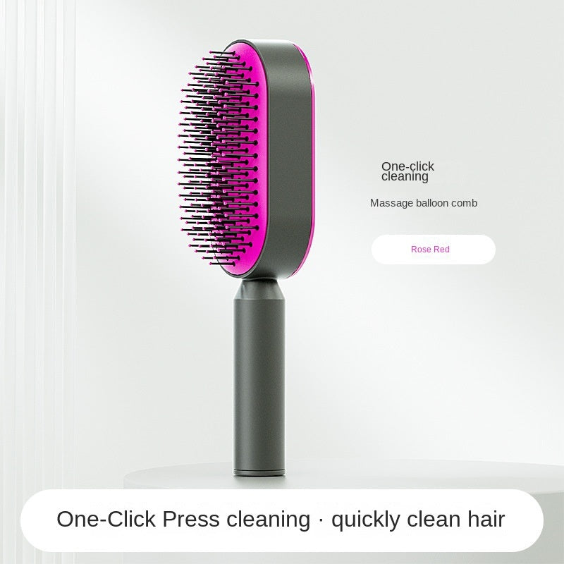 Self Cleaning Hair Brush For Women Massage Scalp Promote Blood Circulation Anti Hair Loss - Mountain Lakes Mall