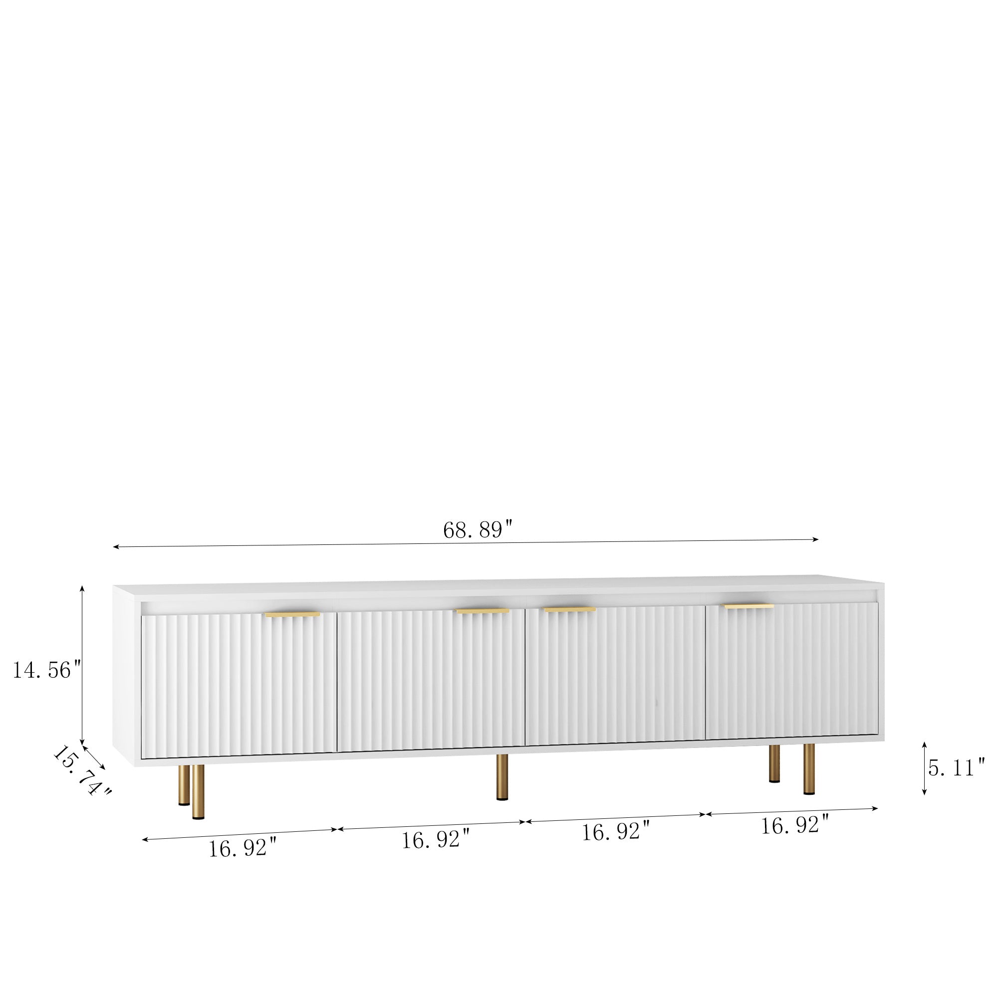 Mid Century Modern LED TV Stand for 80 Inch TV, Entertainment Center Wood TV Stand, Fluted Trim TV Stand with 4 Doors - Mountain Lakes Mall