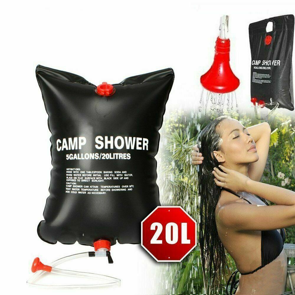 20L Camping Shower Portable Compact Solar Sun Heating Bath Bag Outdoor Travel - Mountain Lakes Mall