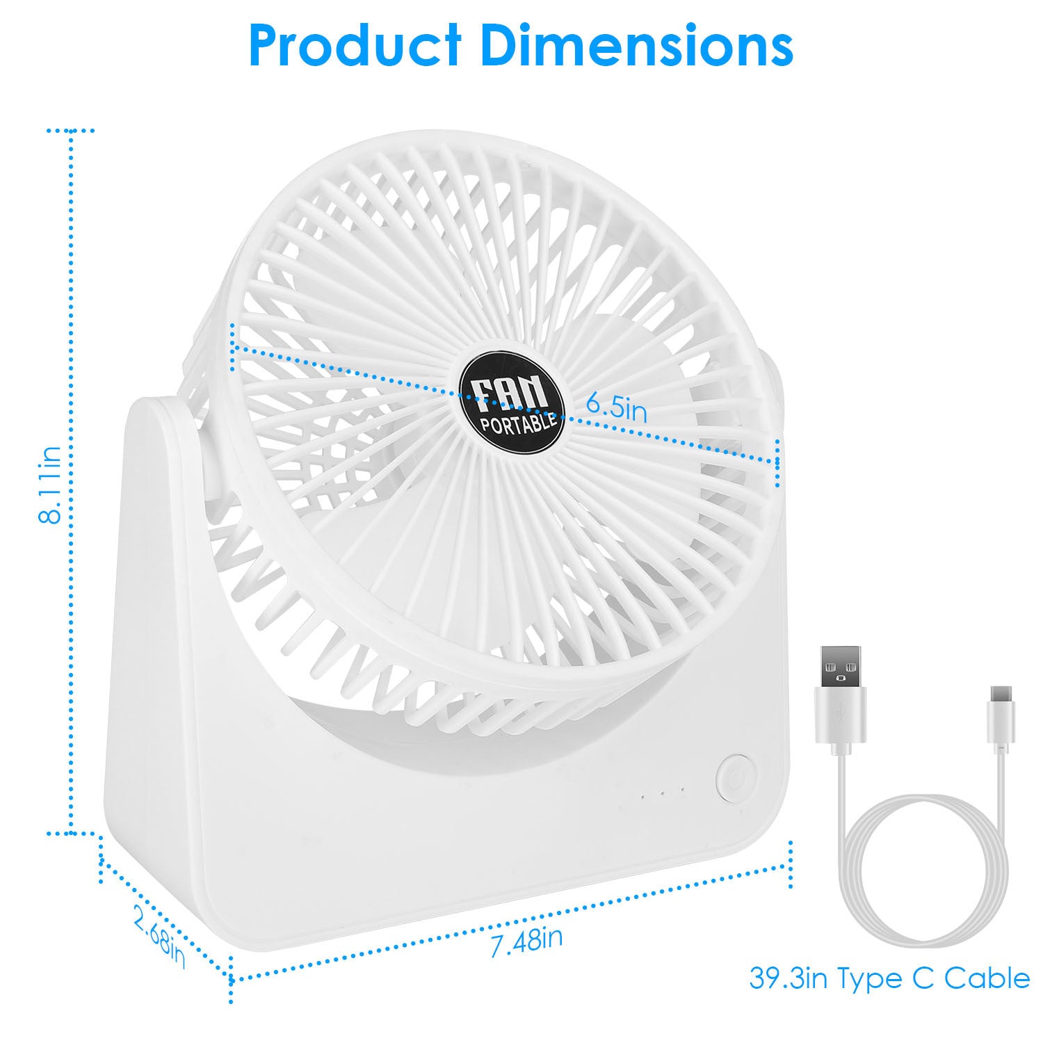 6.5in Desk Fan USB Powered 2 Speeds Table Cooling Fan Tilt Quiet Desktop Fan for Bedroom Office - Mountain Lakes Mall