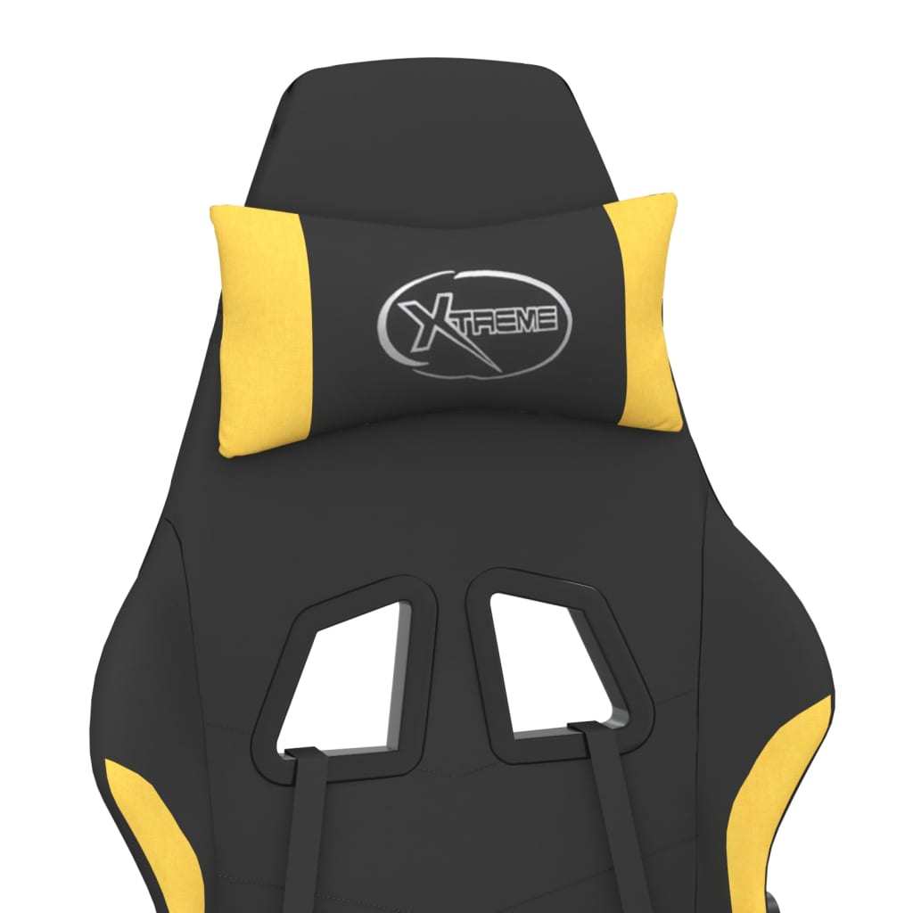 Massage Gaming Chair with Footrest Black and Yellow Fabric - Mountain Lakes Mall