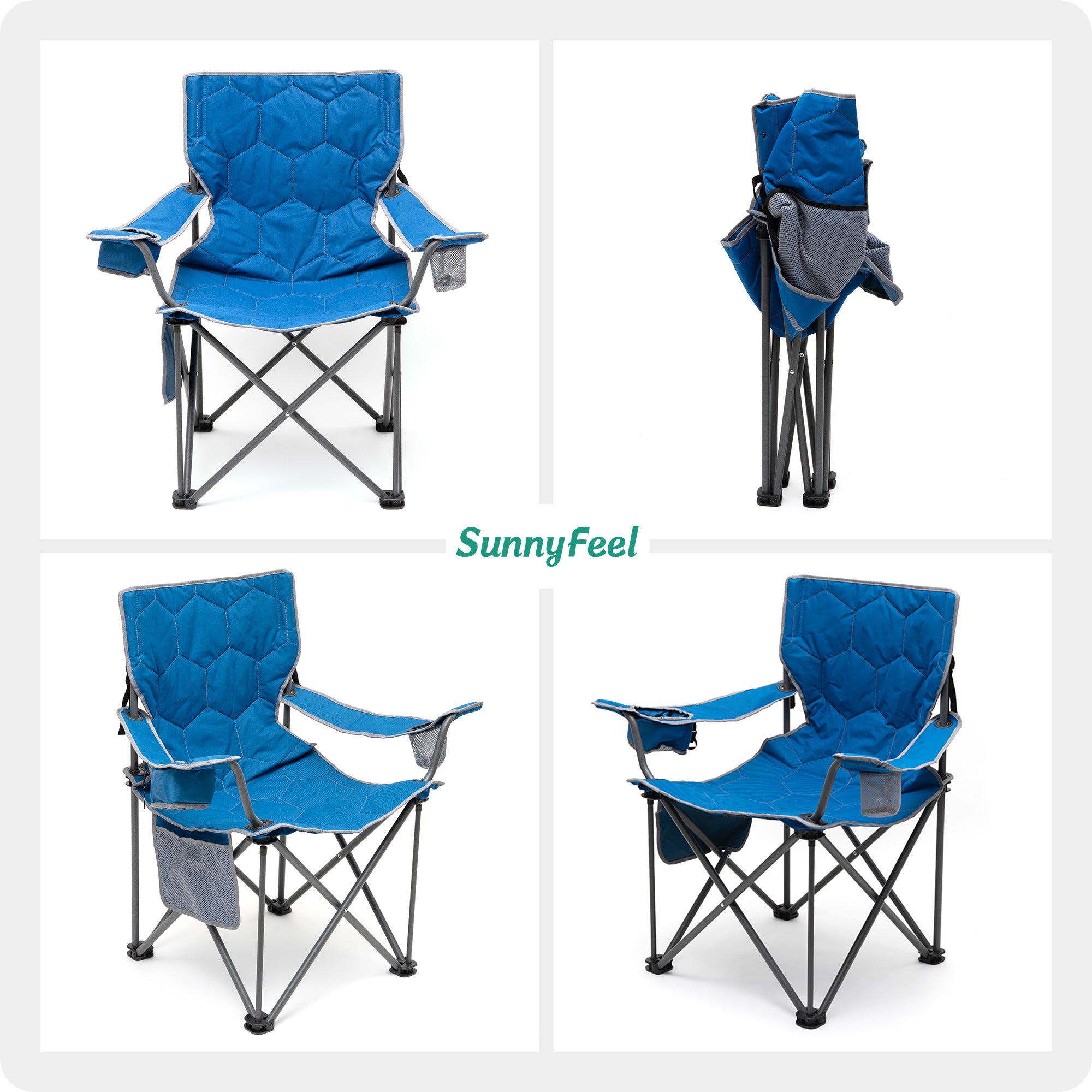 Oversized Folding Camping Chair, Heavy Duty Supports 300 LBS, Portable Chairs For Outdoor Lawn Beach Camp Picnic - Mountain Lakes Mall