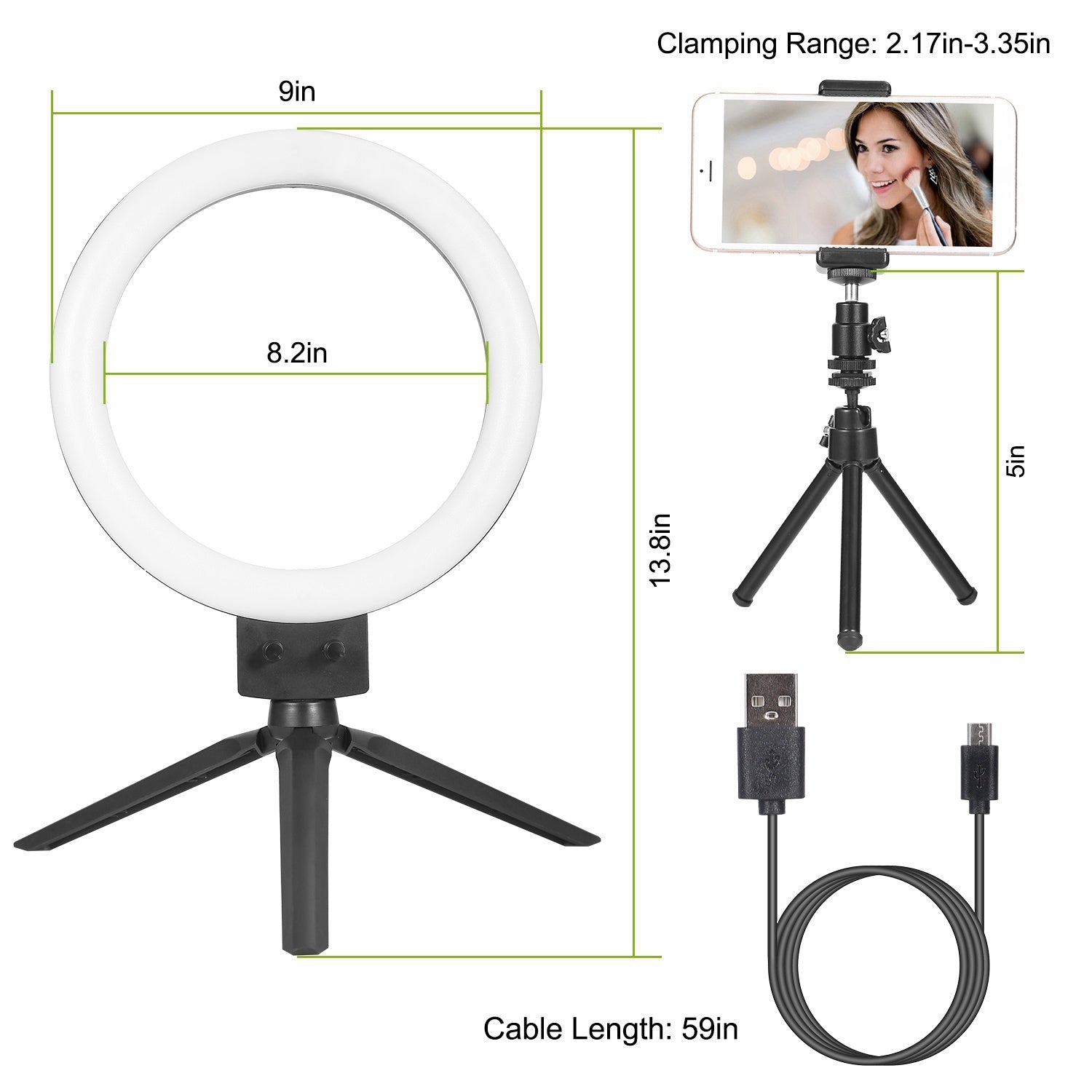 9" Dimmable LED Ring Light w/ Tripod Phone Selfie Camera Studio Photo Video Makeup Lamp - Mountain Lakes Mall