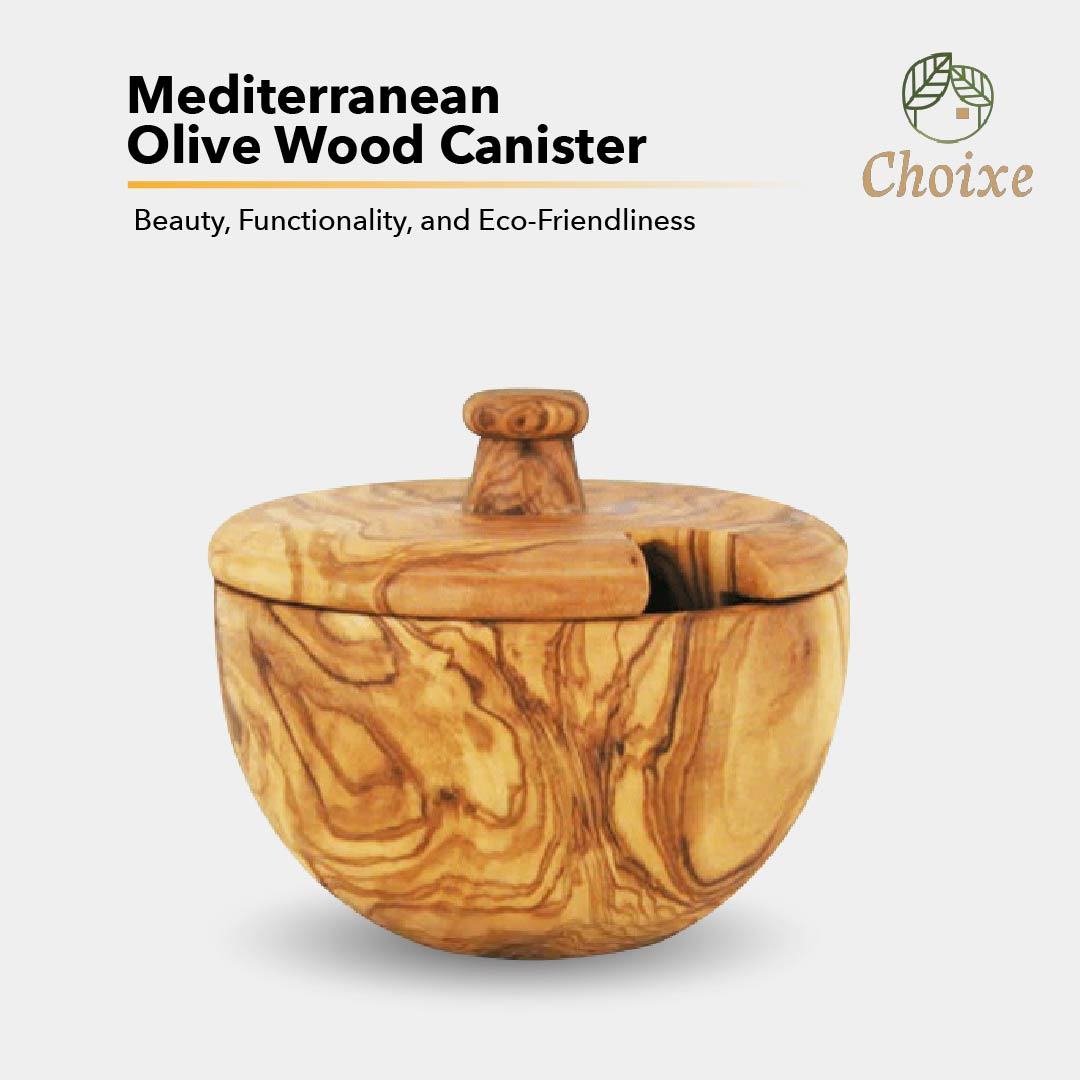 Mediterranean Olive Wood Canister - Mountain Lakes Mall