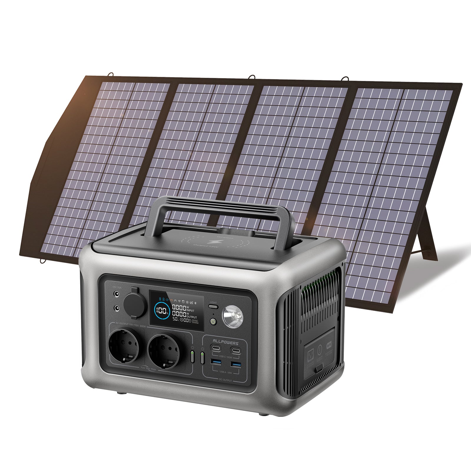 ALLPOWERS R600 Solar Generator with Solar Panel included, 600W 299Wh LiFePO4 Portable Power Station with Solar Charger for Camp - Mountain Lakes Mall