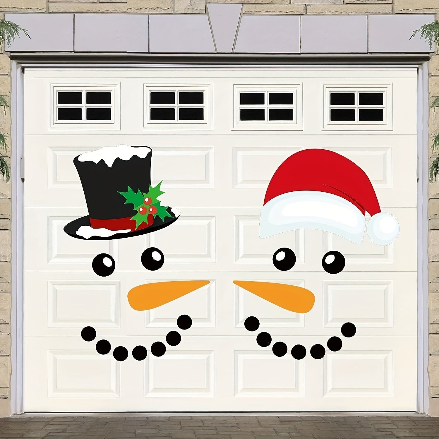 1 Set, Magnet Sticker, Merry Christmas Decorative Garage Door Decorative Snowman Magnet Sticker, Refrigerator Snowman Face Garage Sticker Set, Reflective Car Sticker, Chrismas Decor, Home Decor - Mountain Lakes Mall