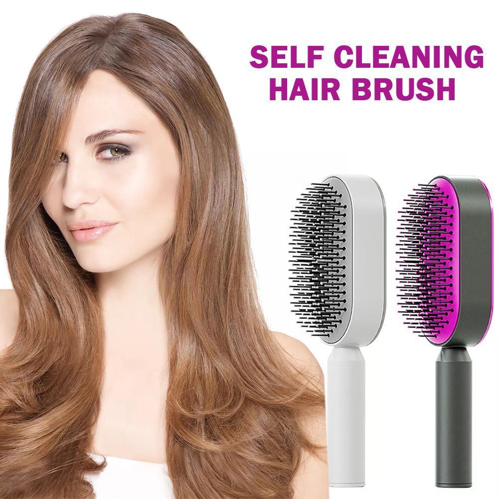 Self Cleaning Hair Brush For Women Massage Scalp Promote Blood Circulation Anti Hair Loss - Mountain Lakes Mall