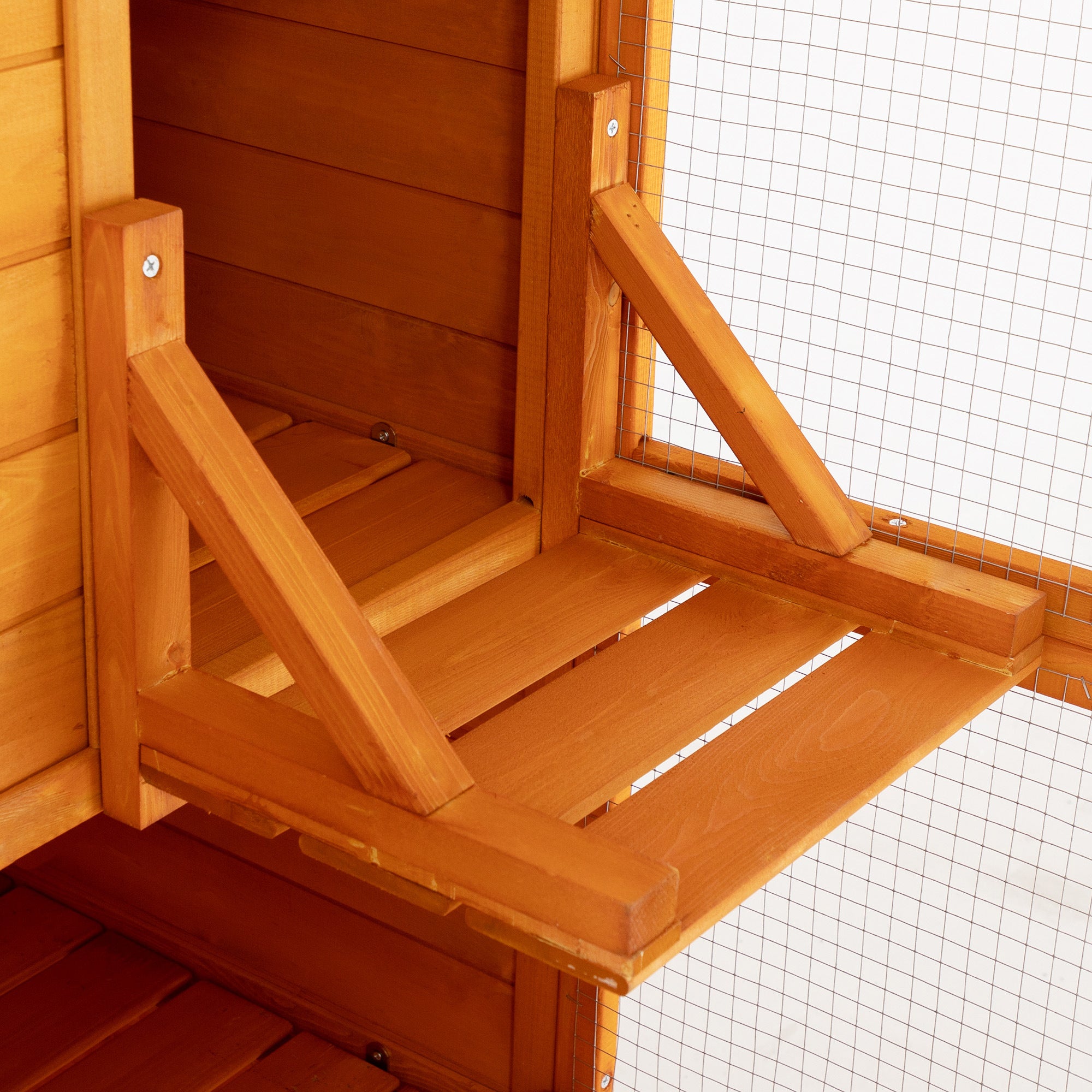 Large Wooden Cat Enclosure with Waterproof Roof and Platforms, Orange - Mountain Lakes Mall