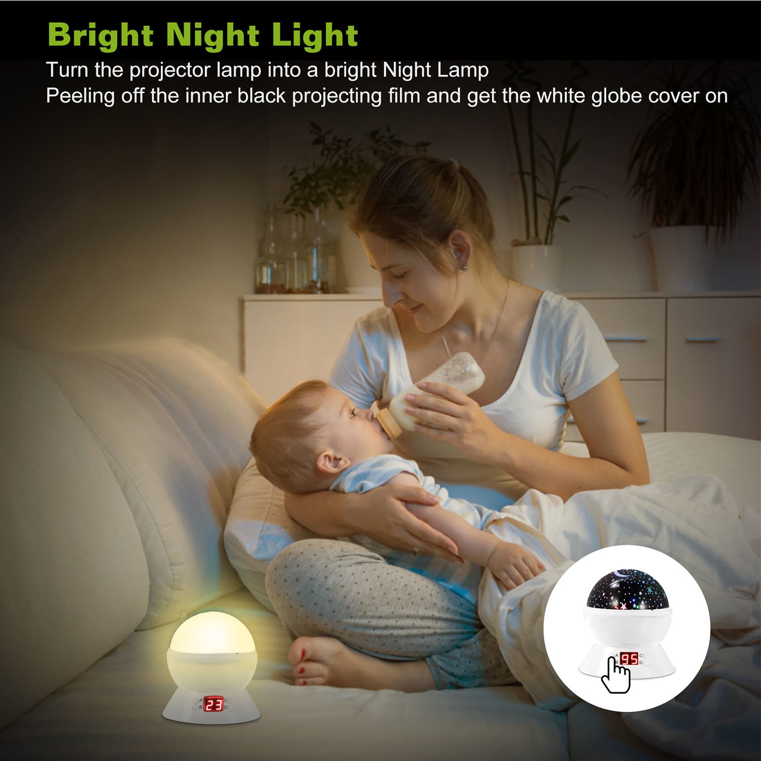 LED Projector Lamp Kids Night Light Star Moon Projection Night Lamp 360 Degree Rotation Timer - Mountain Lakes Mall