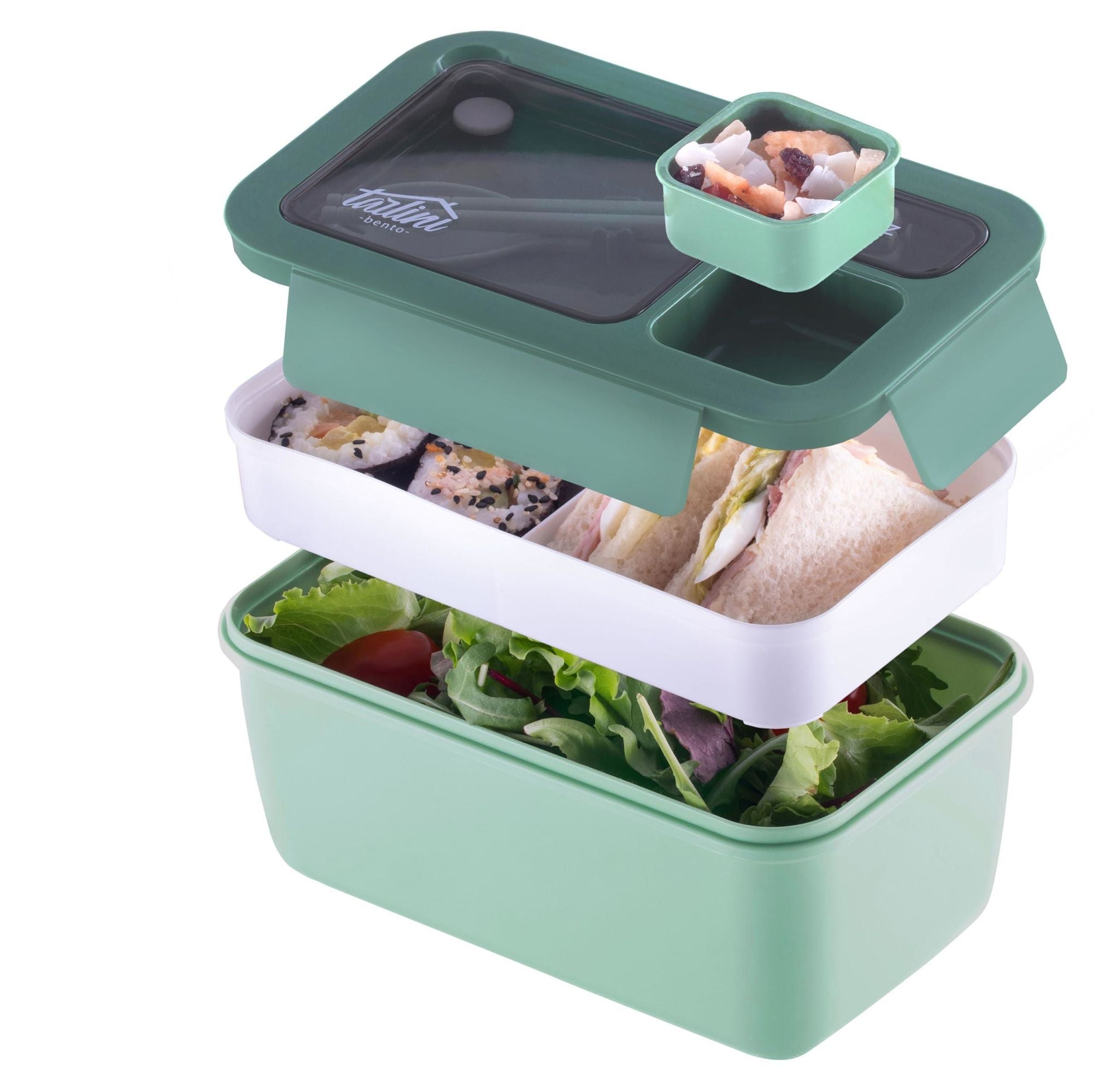 Green Bento box Premium Bento Lunch Box with Compartments for Portion Control and On The Go Dining Adult lunch box Durable and Stylish Solution 40 ounces - Mountain Lakes Mall