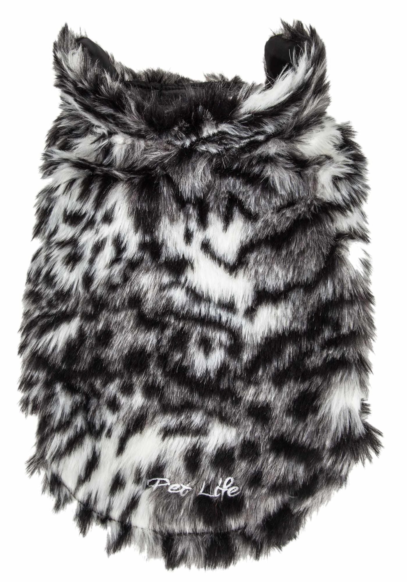 Pet Life Luxe 'Paw Dropping' Designer Gray-Scale Tiger Pattern Mink Fur Dog Coat Jacket - Mountain Lakes Mall