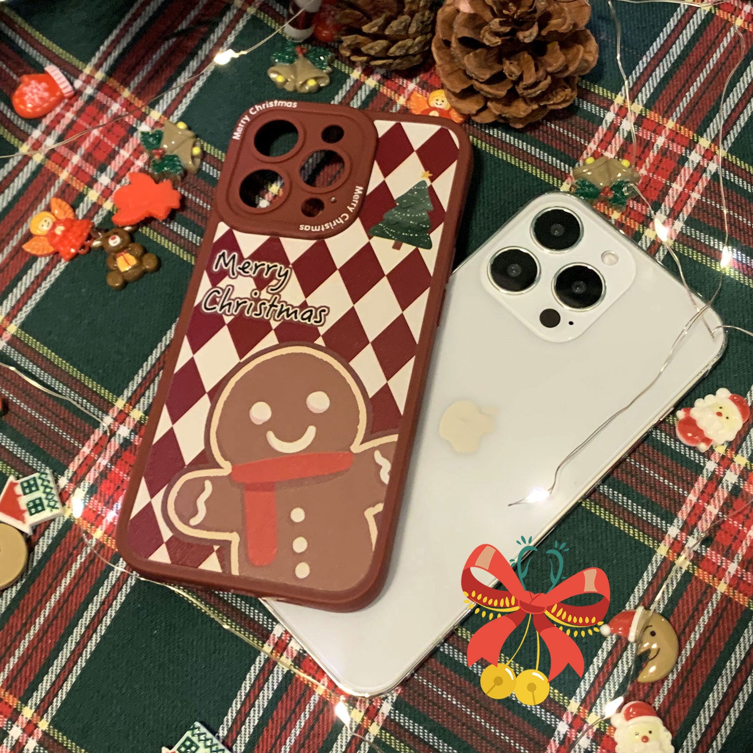 Christmas Gingerbread Man iPhone 14 Phone Case 13pro Apple 12 Cat's Eye 11 Thanksgiving 7/8 Burgundy xs - Mountain Lakes Mall