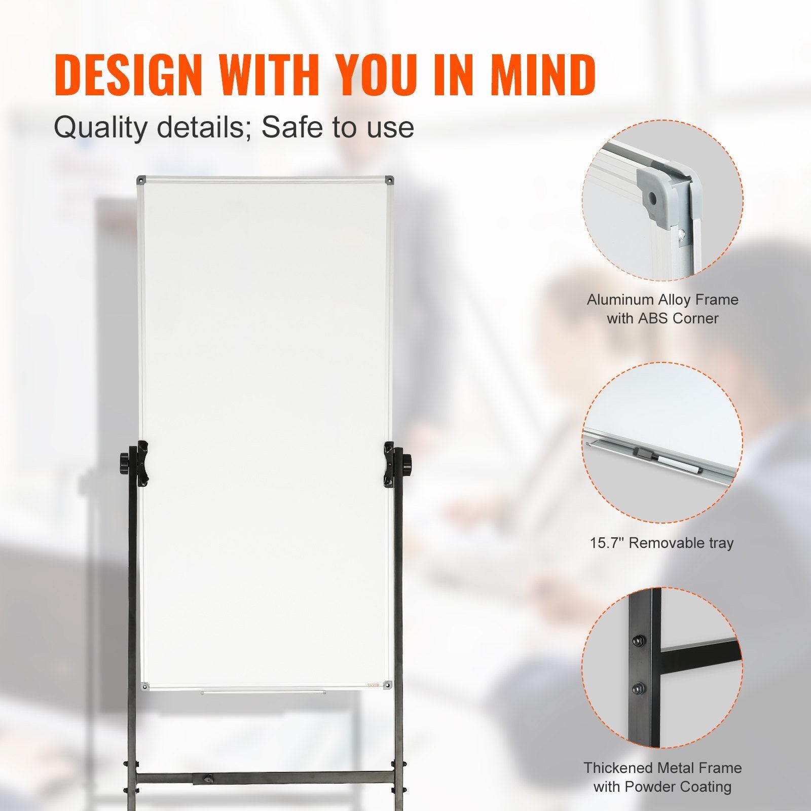 Rolling Magnetic Whiteboard, Double-sided Mobile Whiteboard 24x48 Inches - Mountain Lakes Mall