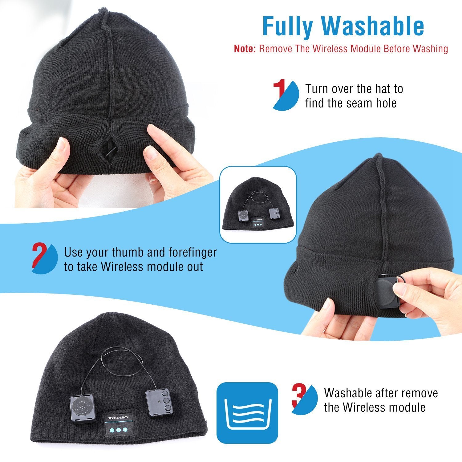 Soft Wireless Beanie Headphone Hat Wireless V4.2 Noise Cancellation Stereo Earphones Cap - Mountain Lakes Mall