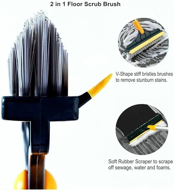 Bathroom Long Handle Floor Gap Wiper No Dead Corner Hard Bristle Floor Cleaning Ceramic Tile Brush - Mountain Lakes Mall