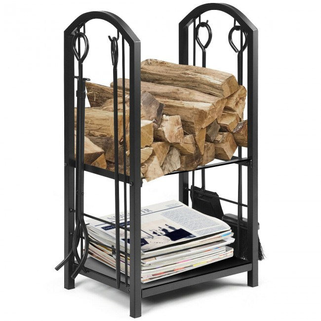 Fireplace Log Rack with 4 Pieces Fireplace Tools - Mountain Lakes Mall