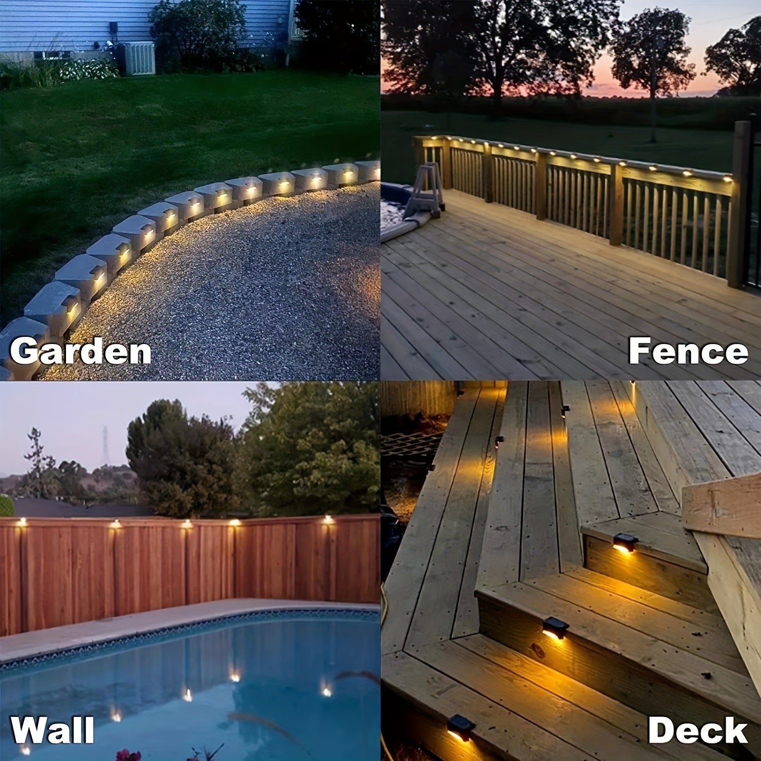 4pcs Solar Wall Light Garden Outdoor; Waterproof Stair Lights With Light Control; For Garden Yard Porch Wedding Party Decor - Mountain Lakes Mall