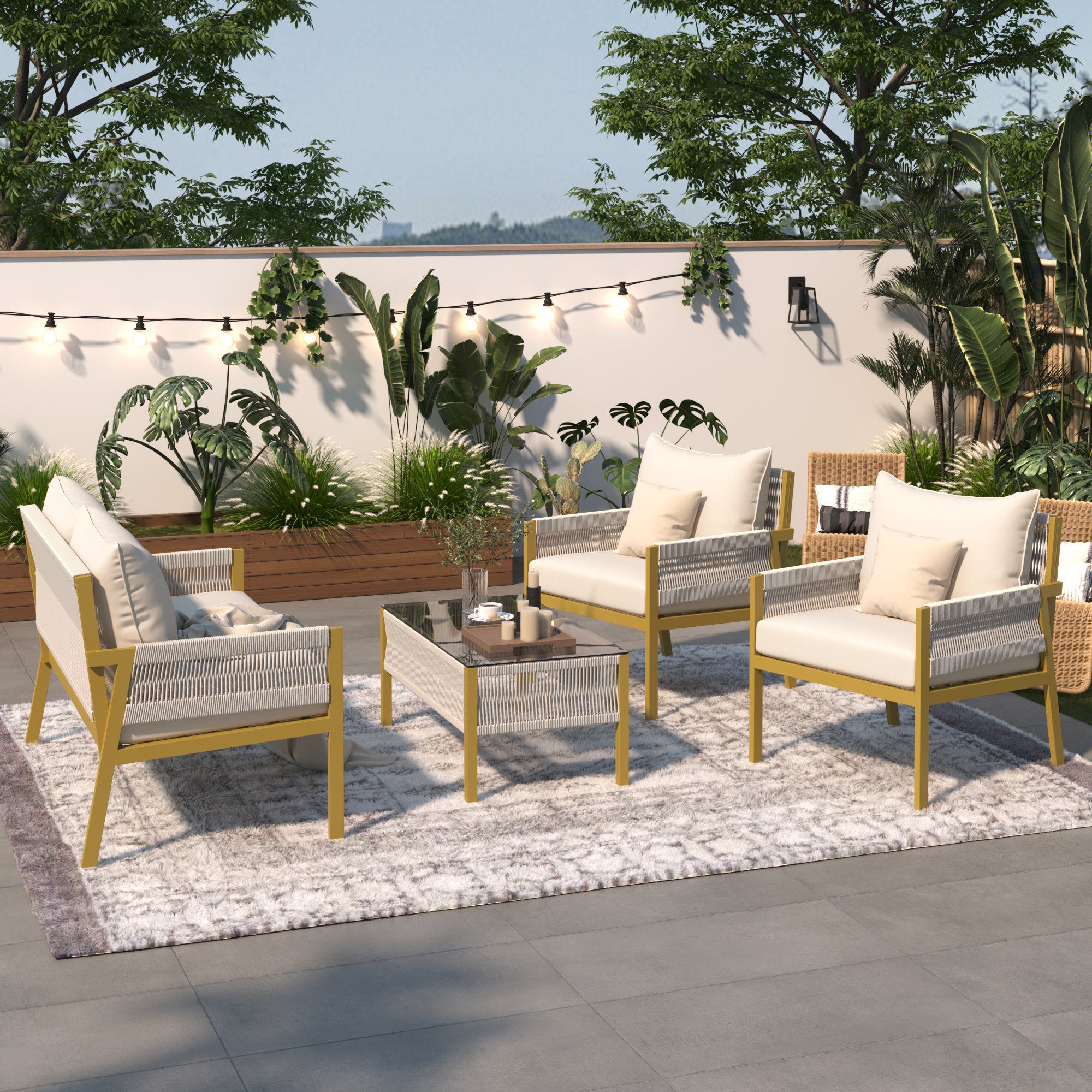 4-Piece Rope Patio Furniture Set - Mountain Lakes Mall